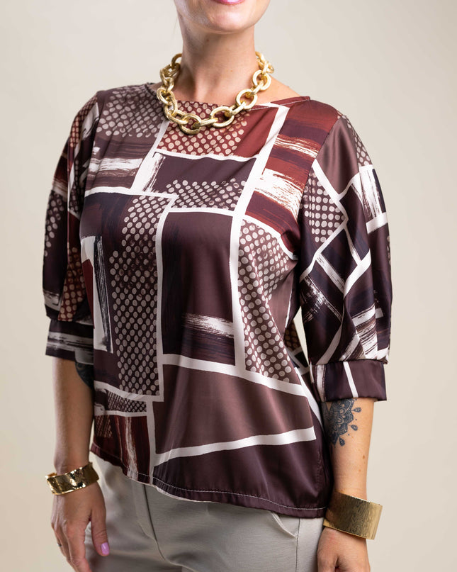 Bluza z vzorcem in 3/4 rokavi