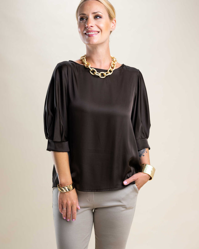 Rjava bluza s 3/4 rokavi
