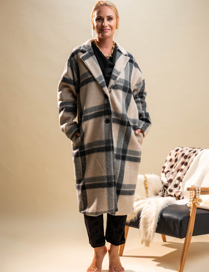 Dolg karirast plašč z gumbi