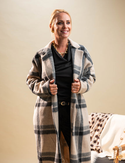 Dolg karirast plašč z gumbi