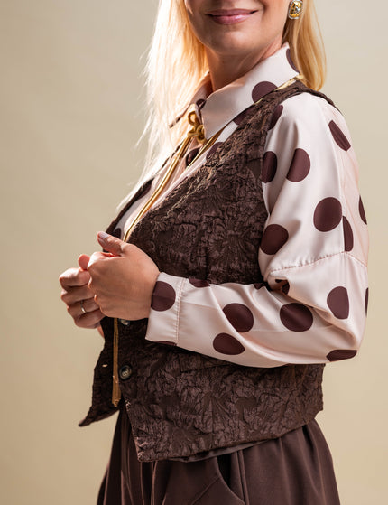 Rjav telovnik s cvetličnim vzorcem