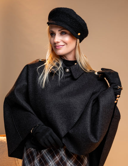 Temno siv pončo z okrasnimi gumbi