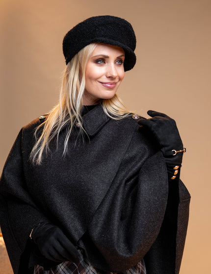 Temno siv pončo z okrasnimi gumbi