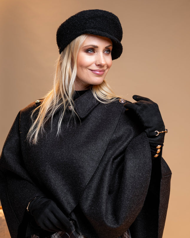 Temno siv pončo z okrasnimi gumbi