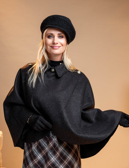 Temno siv pončo z okrasnimi gumbi