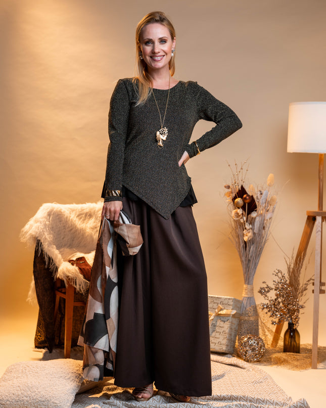 Asimetrična majica z bleščicami