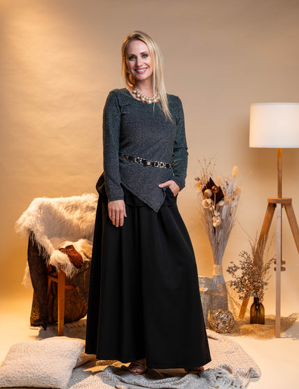 Siva asimetrična majica z bleščicami