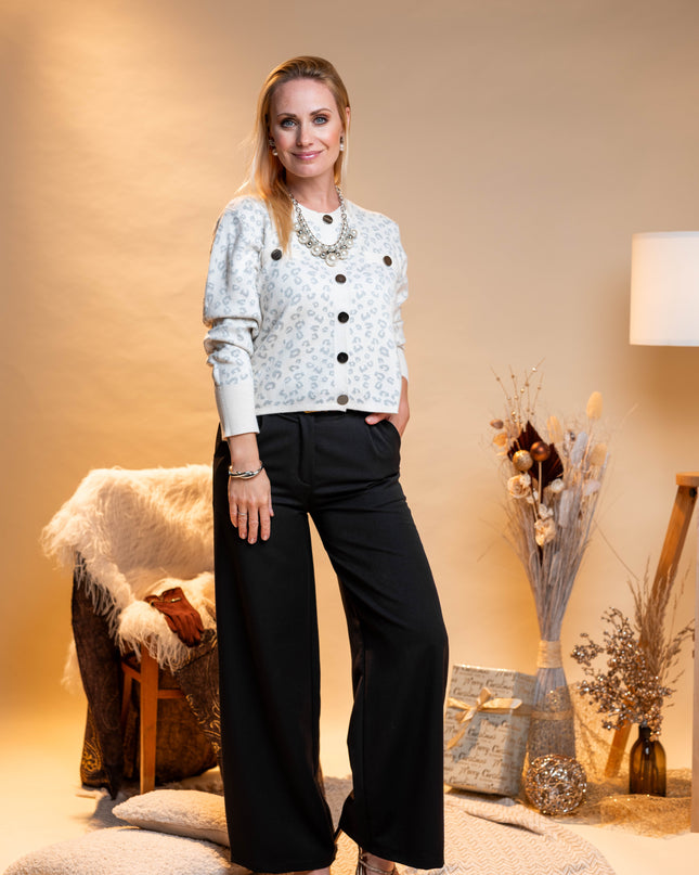 Elegantne črne hlače z okrasnim rjavim pasom