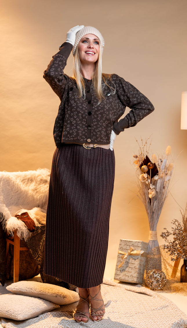 Rjavo midi plisirano krilo