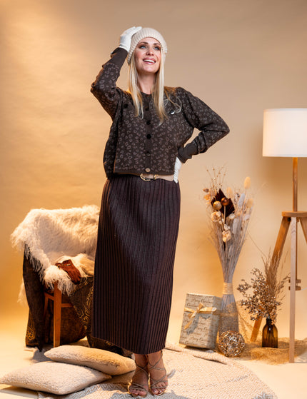 Rjavo midi plisirano krilo