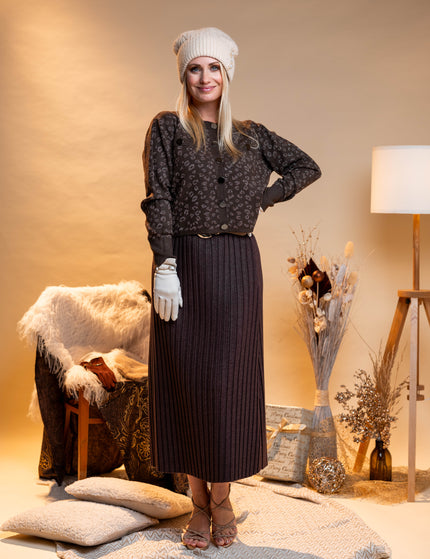 Rjavo midi plisirano krilo