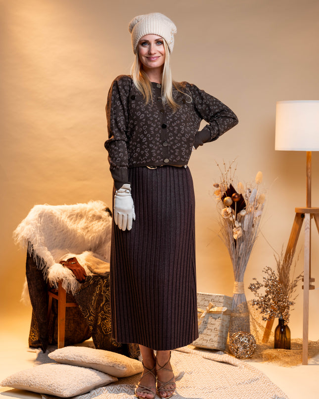 Rjavo midi plisirano krilo