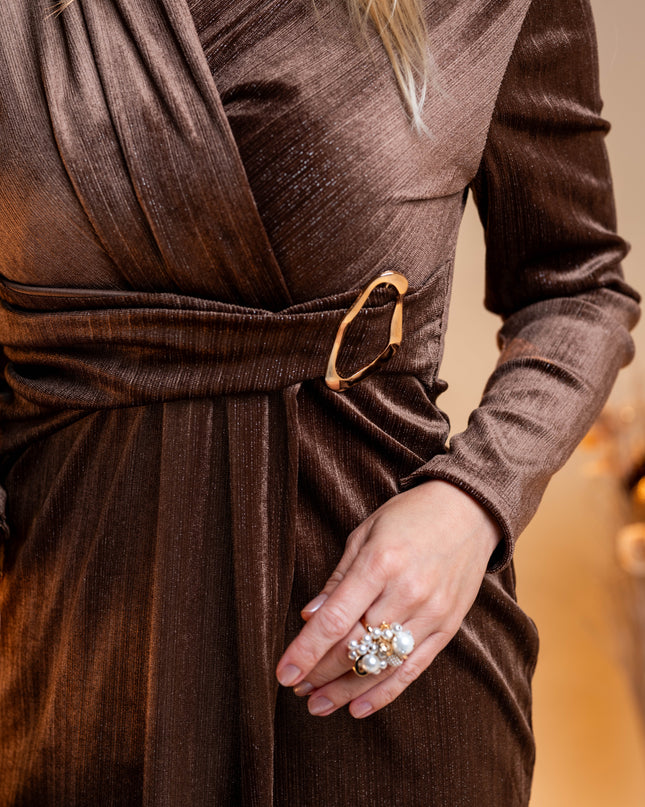 Rjava mini žametna obleka