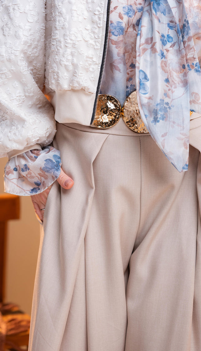 Modne bež široke hlače