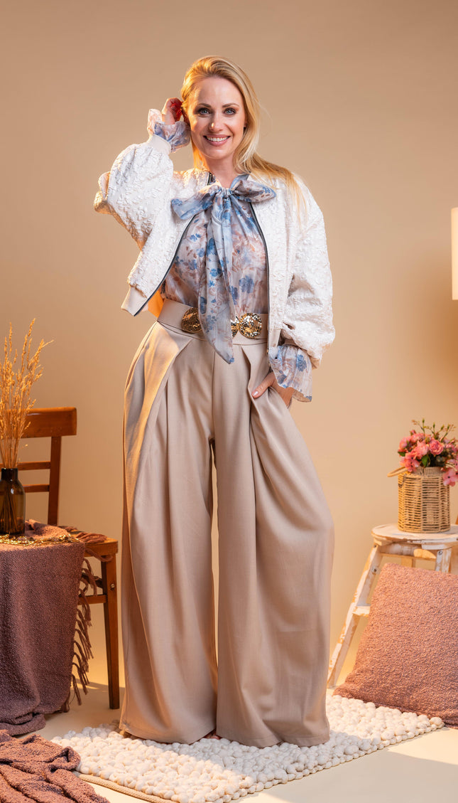 Modne bež široke hlače