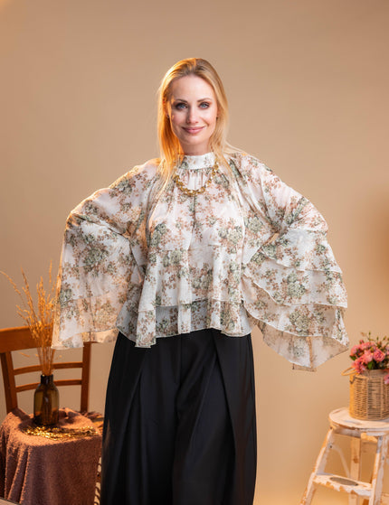 Zelena bluza s širokimi rokavi