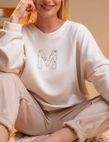 Bel pulover s potiskom