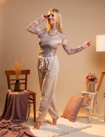 Bež hlače z elastiko