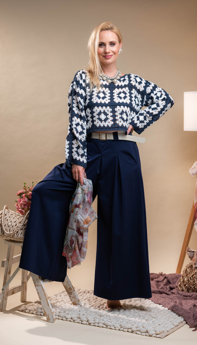 Temno modre široke hlače